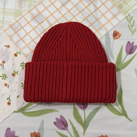 Acne Studios Iconic Smiley Face Knit Hat Red - Picture 2 of 5